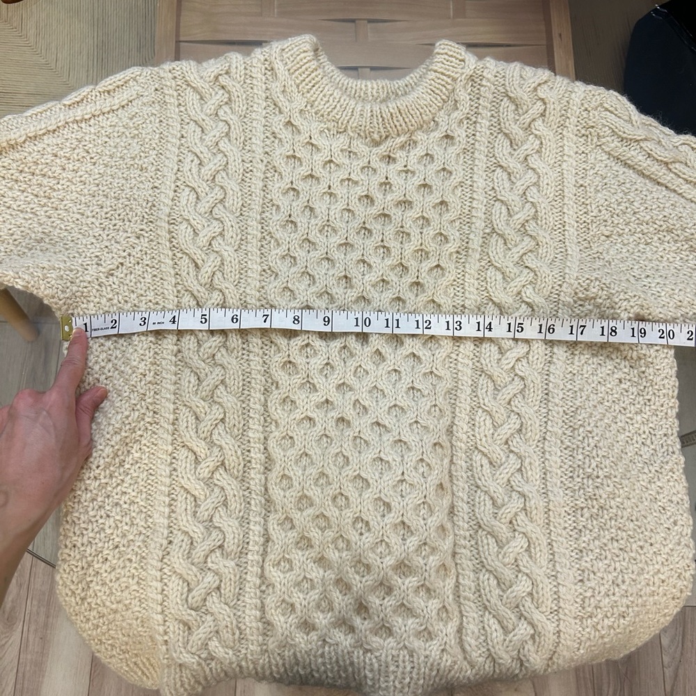Hand Knitted 100% Wool Cable Knit Sweater - Picture 9 of 10